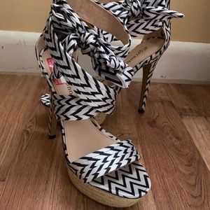 Black and while heels